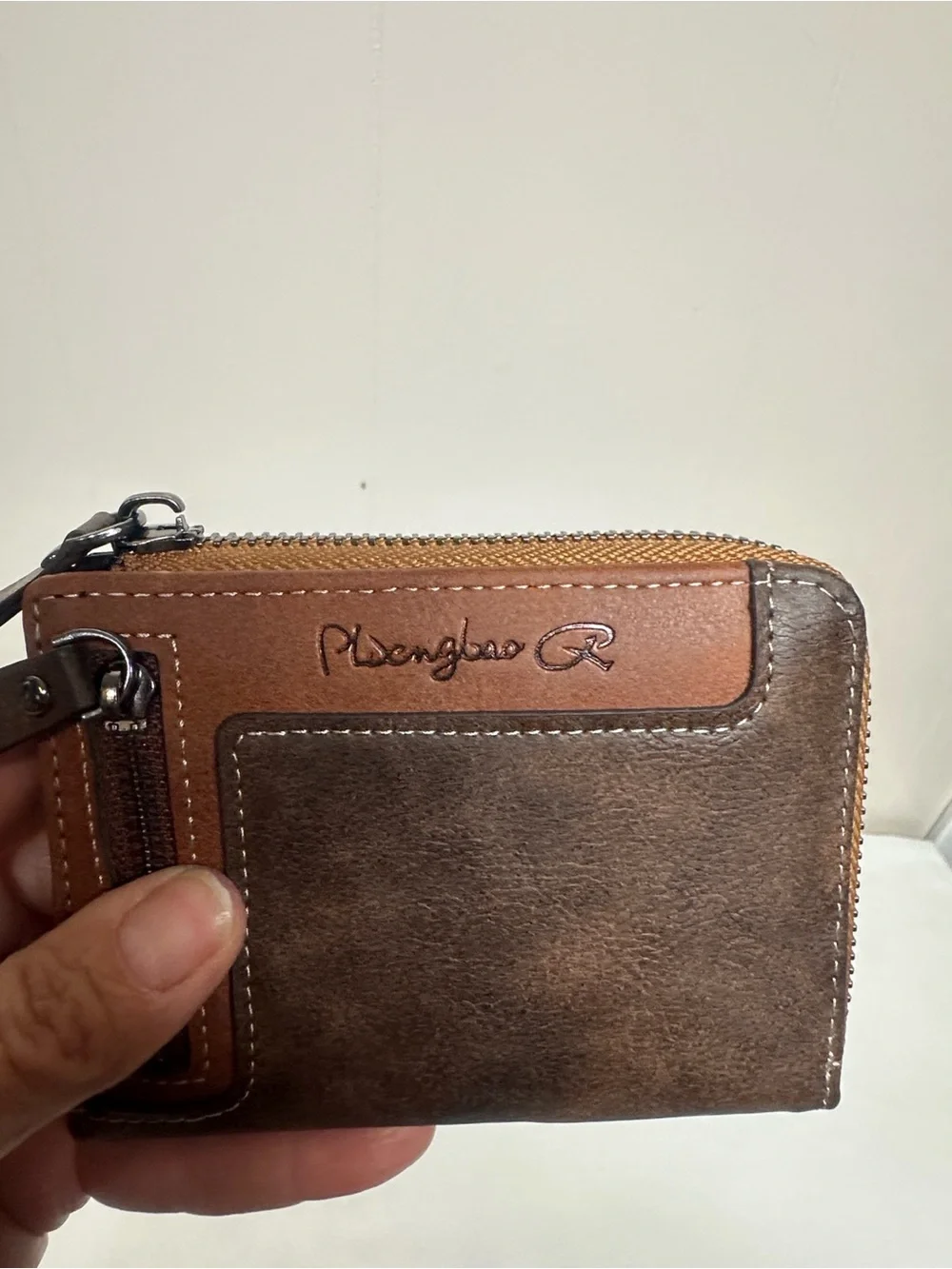 Mens Brown Bifold Zip Wallet - Unbranded